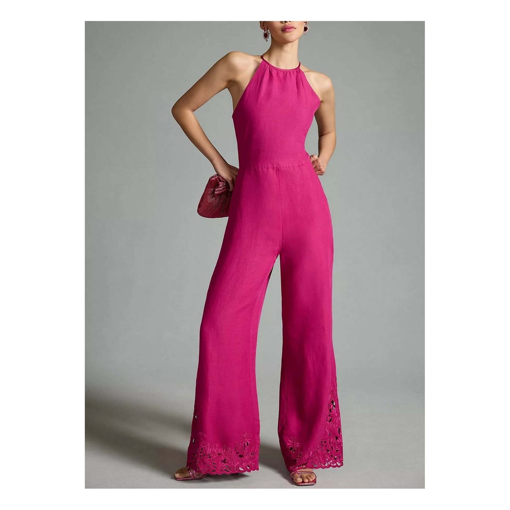 By Anthropologie‎ Cutwork Linen Jumpsuit
